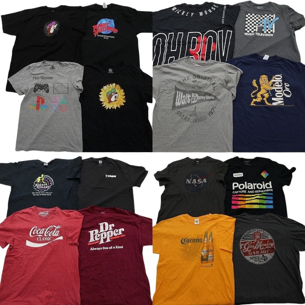 古着卸 まとめ売り 企業 Tシャツ 16枚セット ( メンズ L/XL/2XL ) バッキーズ コロナエキストラ NASA ドクターペッパー M-TV 中古 NE7630