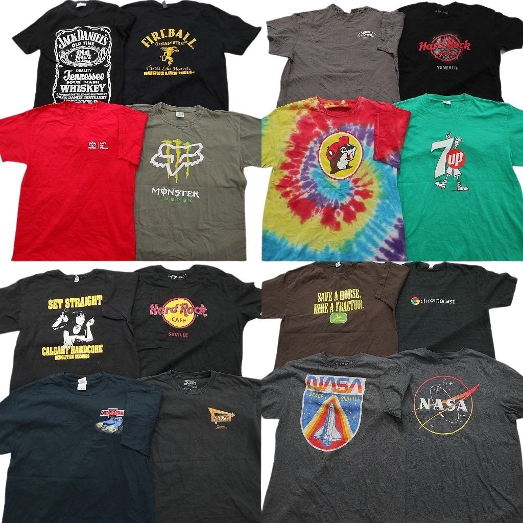 古着卸 まとめ売り 企業 Tシャツ 16枚セット ( メンズ L ) ジャックダニエルズ モンスター NASA ハードロックカフェ 中古 古着 NE7632