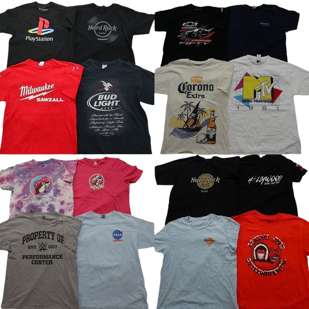 古着卸 まとめ売り 企業 Tシャツ 16枚セット ( メンズ L ) ハードロックカフェ コカ・コーラ バッキーズ アマゾン 中古 古着 NE7633