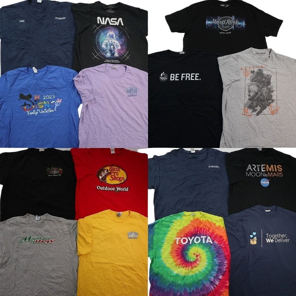 古着卸 まとめ売り 企業 Tシャツ 15枚セット ( メンズ 2XL/3XL ) NASA トヨタ バスプロ ハードロックカフェ 中古 古着 NE7642