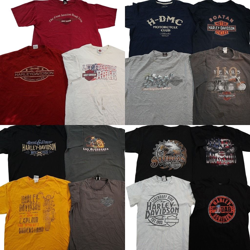 古着卸 まとめ売り ハーレーダビッドソン Tシャツ 15枚セット ( メンズ S/M/L/XL/2XL ) 英文字プリント イーグル ワンポイント 中古 NE7645
