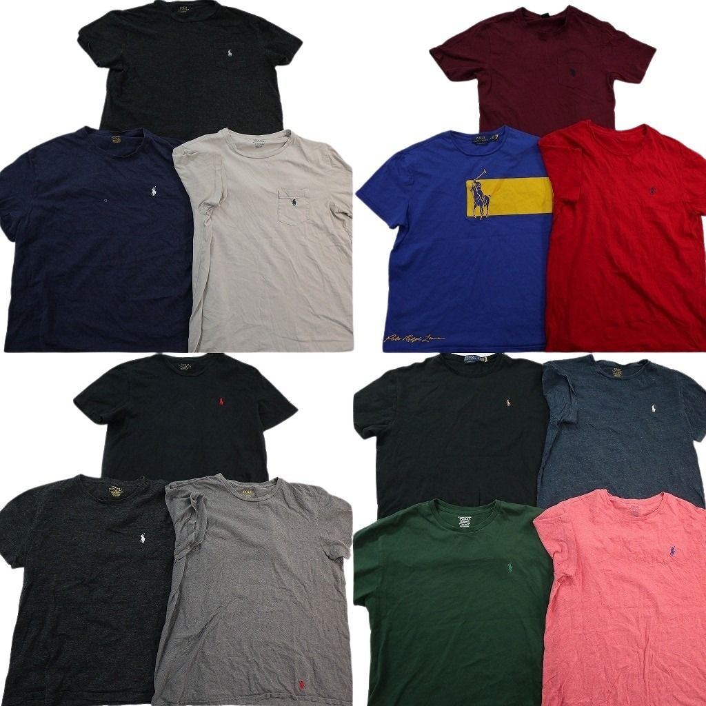 古着卸 まとめ売り ラルフローレン Tシャツ 13枚セット ( メンズ S/M/L ) ビッグポニー バイカラー ブラック レッド 中古 古着 NE7648 古着卸 まとめ売り ラルフローレン Tシャツ 13枚セット ( メンズ S/M/L