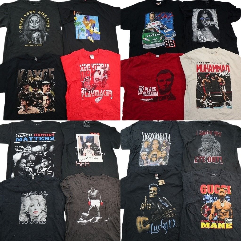 古着卸 まとめ売り 人物 Tシャツ 16枚セット ( メンズ XL ) プロチーム NHL NBA デッドストック モハメドアリ 中古 古着 NE7651