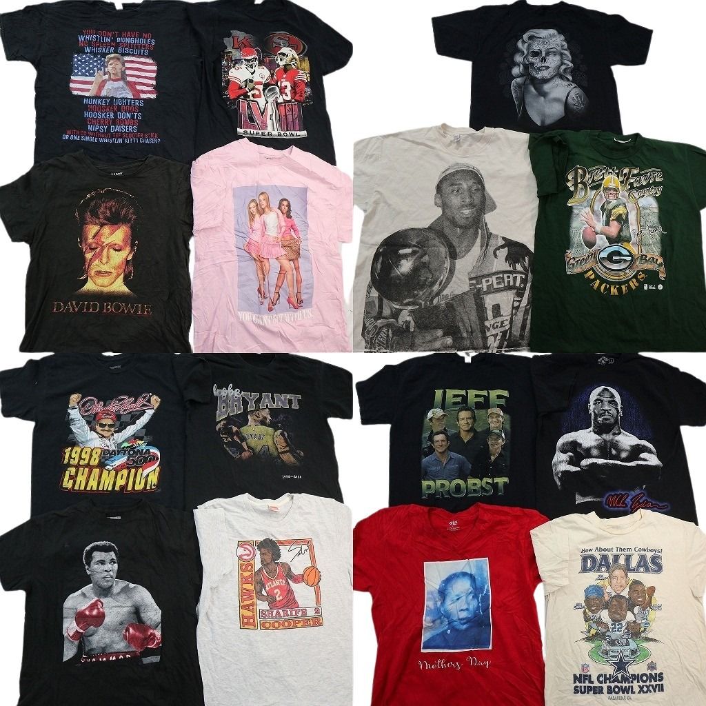 古着卸 まとめ売り 人物 Tシャツ 15枚セット ( メンズ M/L ) プロチーム NFL NBA レーシング ボクサー 中古 古着 NE7655