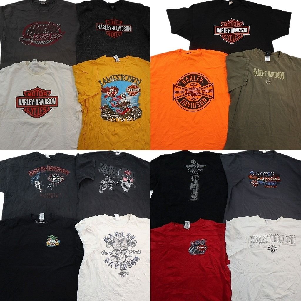 古着卸 まとめ売り ハーレーダビッドソン Tシャツ 15枚セット ( メンズ 2XL/3XL ) スカル ワンポイント バイクモチーフ 中古 古着 NE7658