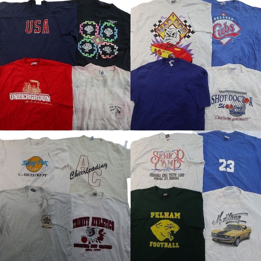 古着卸 まとめ売り シングルステッチ Tシャツ 16枚セット ( メンズ 2XL ) LEE ラッセル 車モチーフ レーシング 中古 古着 NE7675