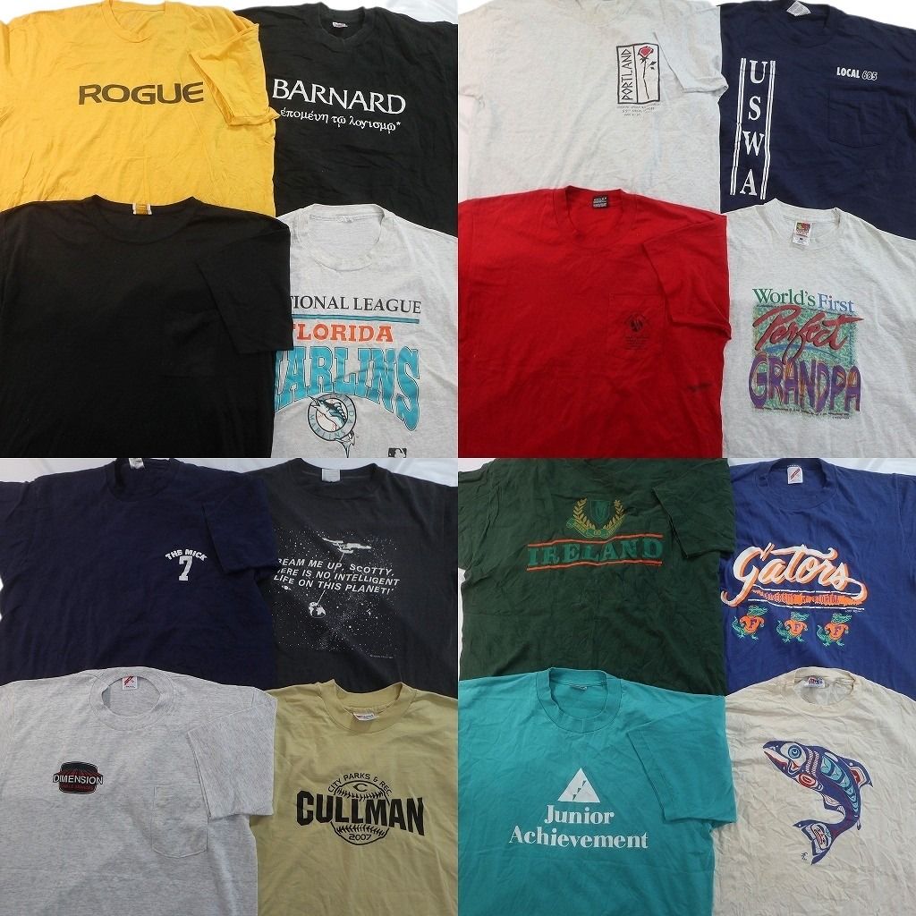 古着卸 まとめ売り シングルステッチ Tシャツ 16枚セット ( メンズ L ) フルーツオブザルーム ジャージーズ 英文字 中古 古着 NE7676