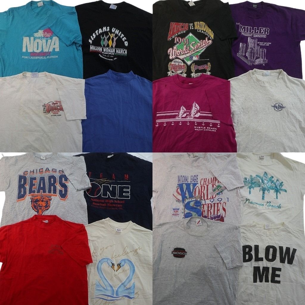 古着卸 まとめ売り シングルステッチ Tシャツ 16枚セット ( メンズ XL ) ヘインズ プロチーム NFL MLB ワンポイント 中古 古着 NE7679