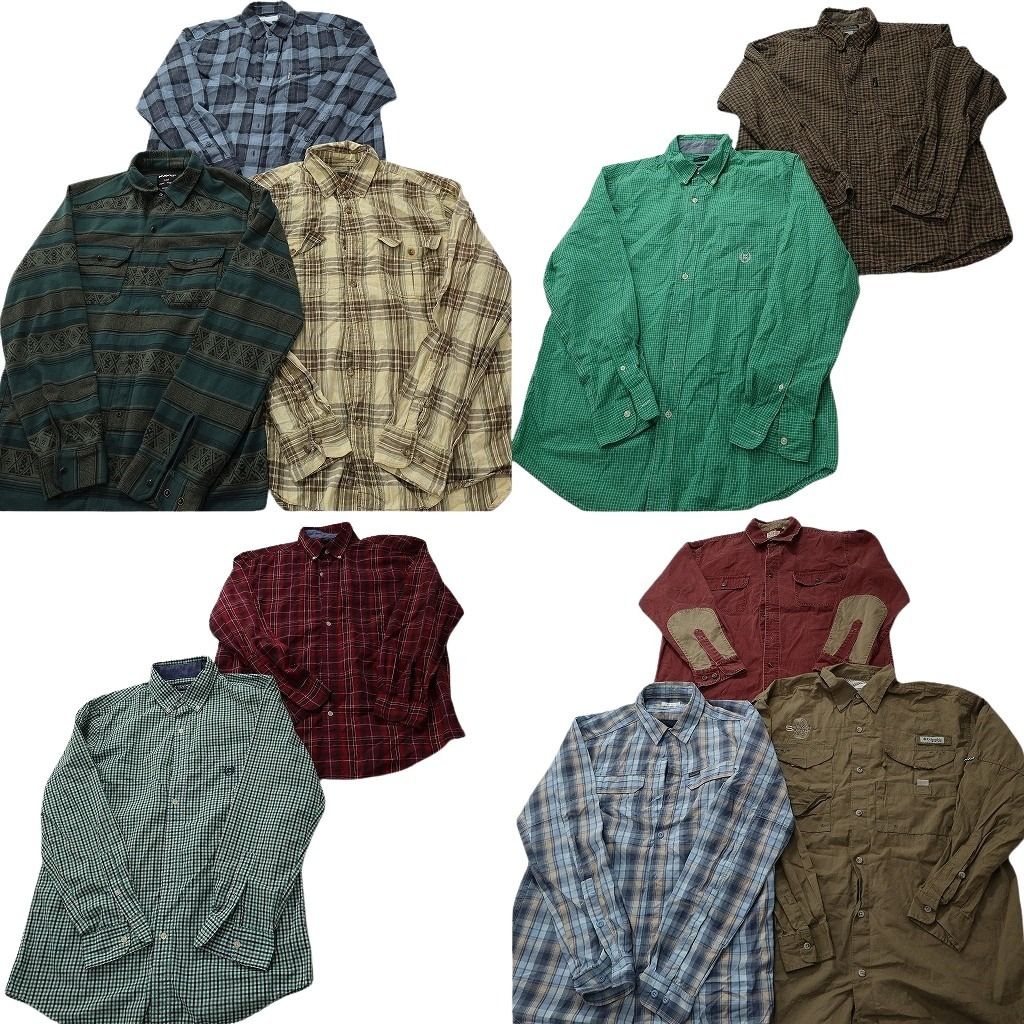 古着卸 まとめ売り ブランド 長袖シャツ 10枚セット ( メンズ XL ) ブルックスブラザーズ トミー フラッグタグ ラングラー 中古古着 NF6386 古着卸 まとめ売り ブランド 長袖シャツ 10枚セット ( メンズ M