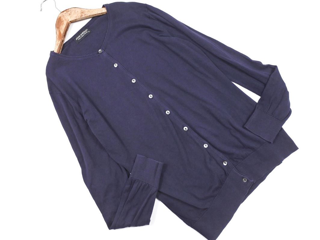 JOHN SMEDLEY ジョンスメドレー コットン ニット カーディガン sizeM/濃紺 ■◇ レディース