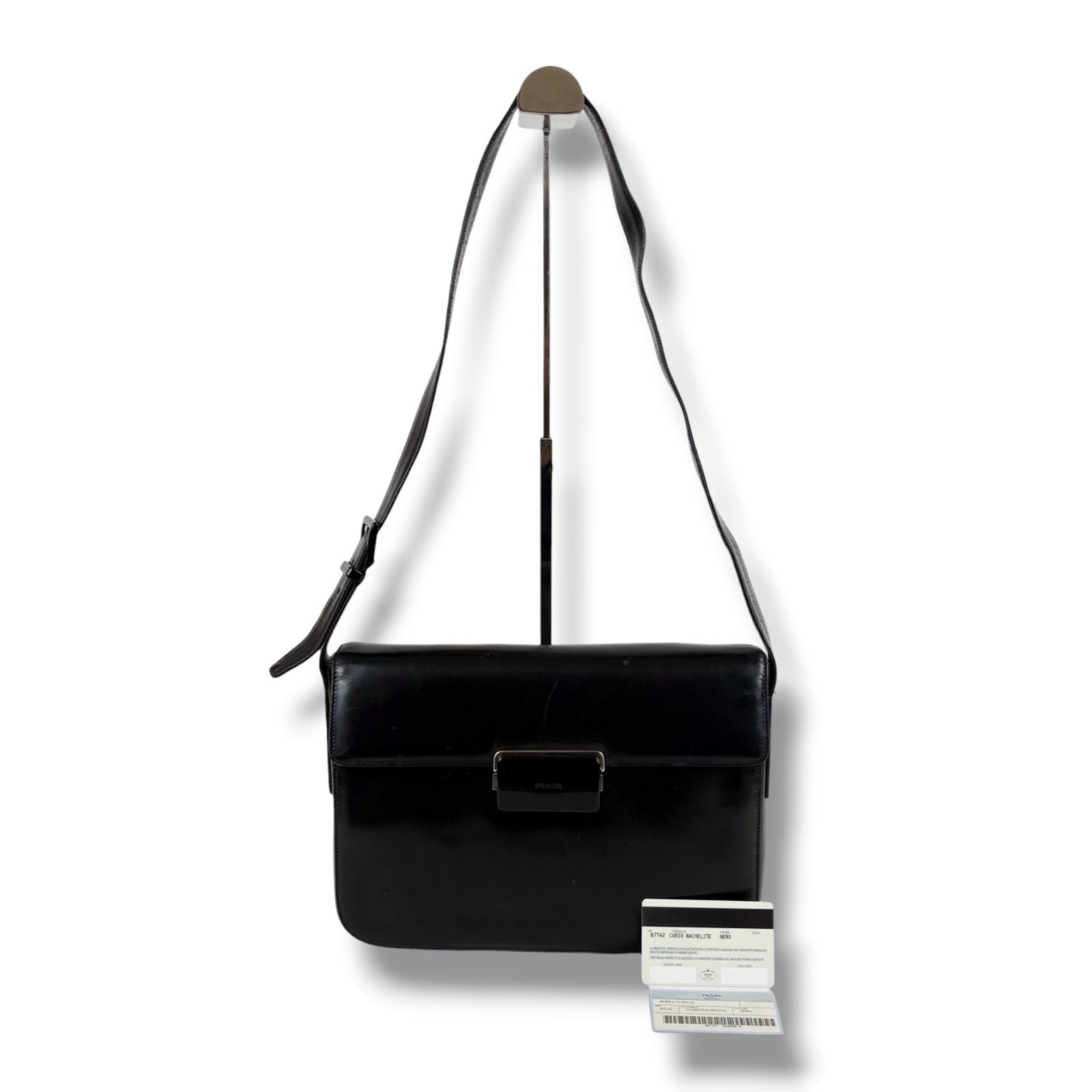 プラダ PRADA ミラーカーフレザー ワンショルダーバッグ ホーボー 