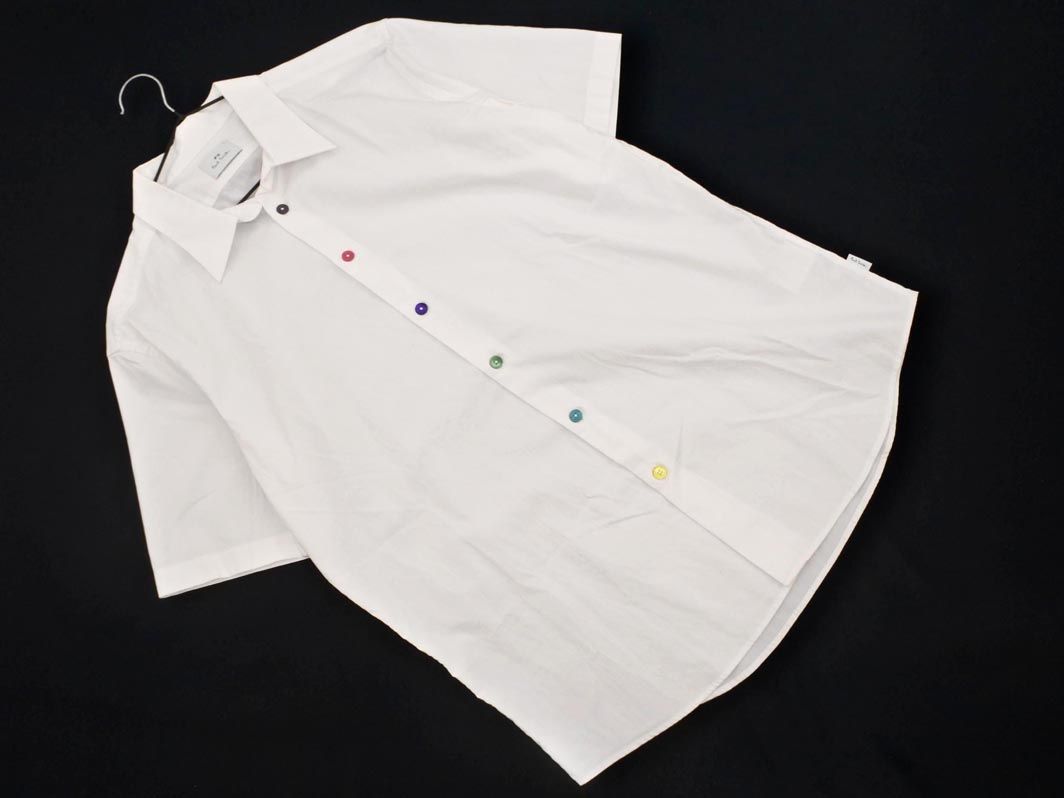 Paul Smith ポールスミス 半袖 マルチカラーボタン シャツ sizeL/白