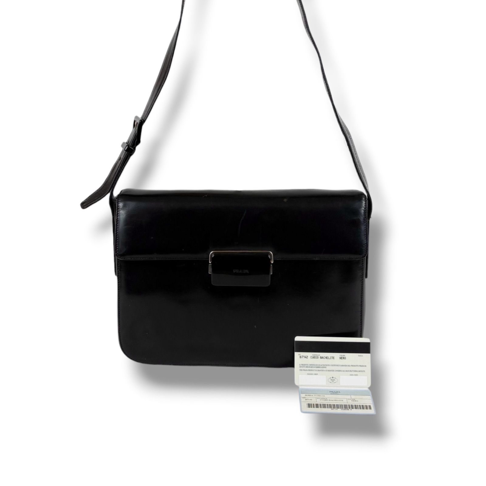 プラダ PRADA ミラーカーフレザー ワンショルダーバッグ ホーボー 