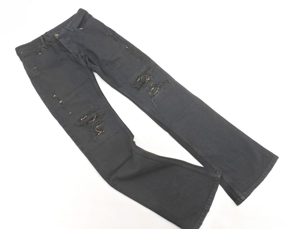 IF SIX WAS NINE イフシックスワズナイン 0305ADK ダメージ加工 ピアス ボタンフライ デニムパンツ size30/黒 ■■◎メンズ