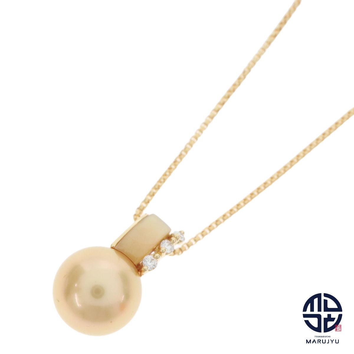TASAKI 田崎 タサキ K18YG 18金イエローゴールド ゴールドパール10.0mm ダイヤ ネックレス ジュエリー アクセサリー ブランド