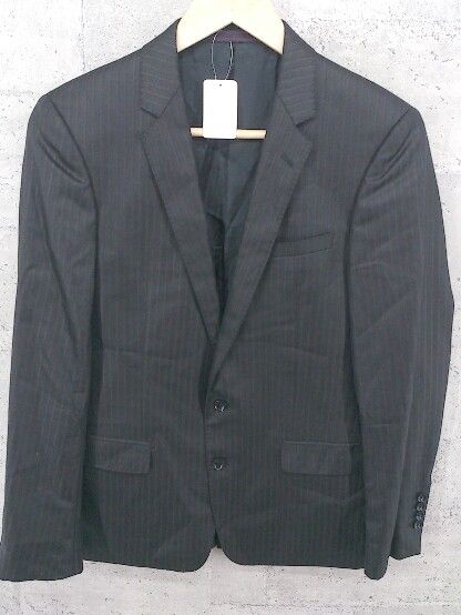 ◇ PERSON'S FOR MEN パーソンズ フォー メン ストライプ シングル 2B 長袖 テーラード ジャケット ブラック # 1002799242011 【中古】 【1002799242011】