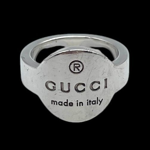 GUCCI グッチ リング 指輪 オーバル ロゴ 刻印 シルバー 925 表記17 