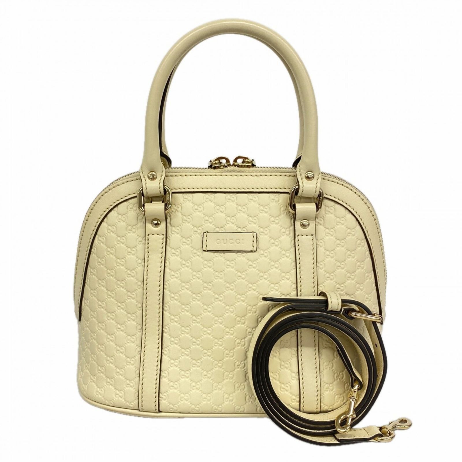 グッチ(Gucci) グッチ ハンドバッグ マイクログッチシマ 449654 レザー ホワイト シャンパン 2wayバッグレディース