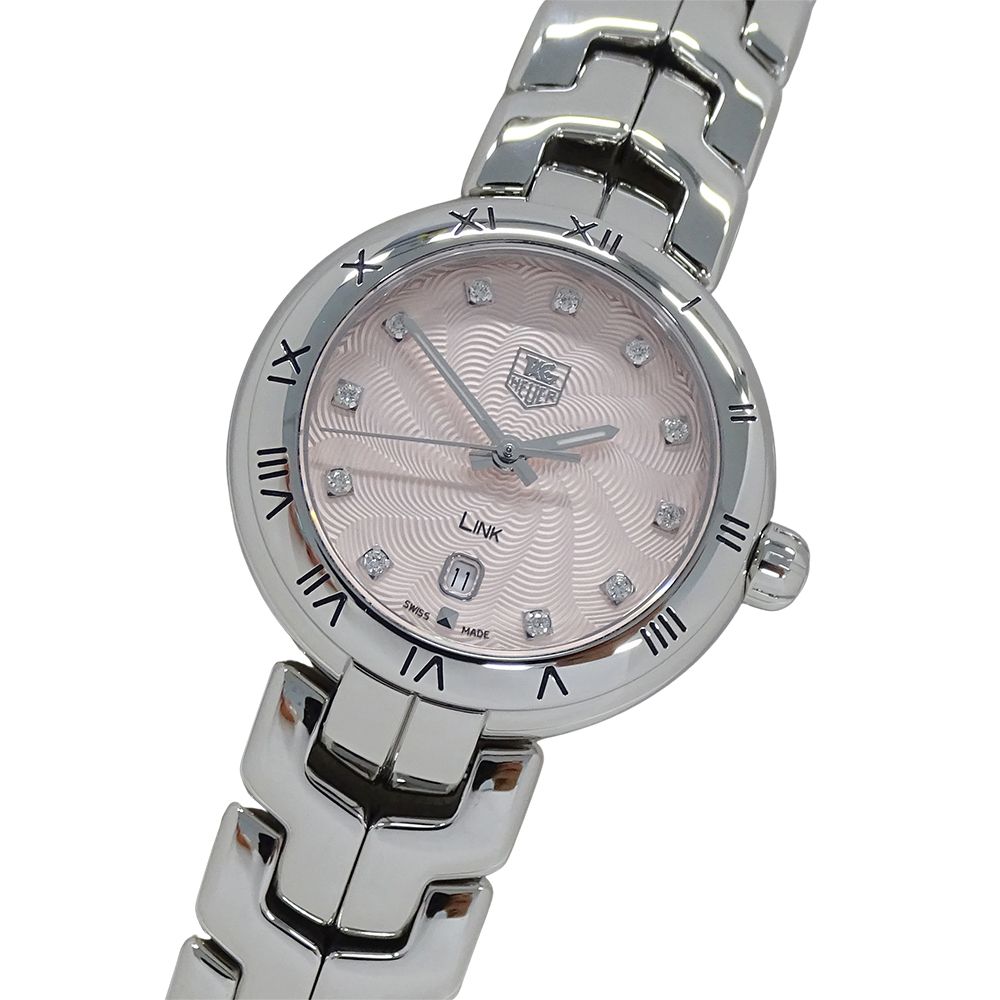 タグホイヤー TAG Heuer リンク WAT1415 BA0954 時計 レディース ブランド 11Pダイヤモンド デイト クオーツ QZ ステンレス SS シルバー ピンク 磨き済み 【中古】