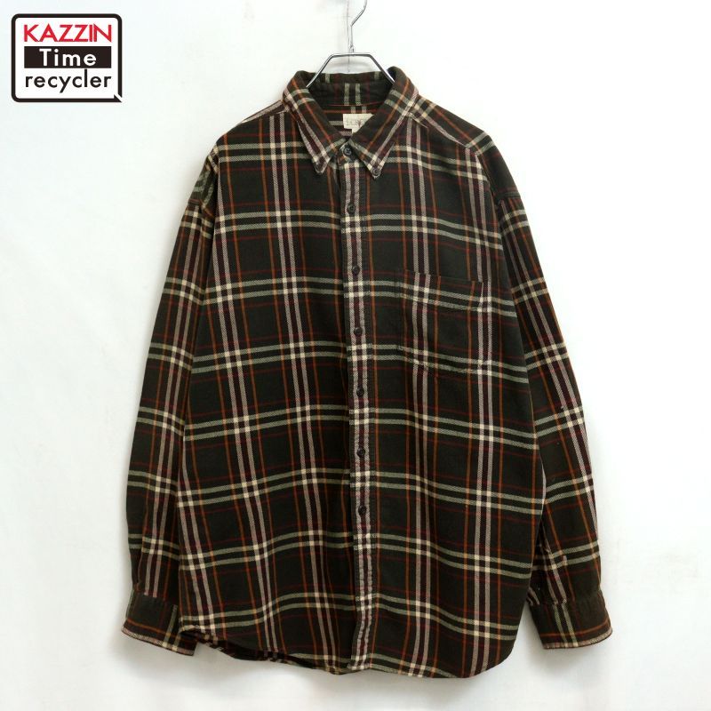 90s vintage J.CREW チェック柄 ボタンダウン 長袖シャツ メンズ 表記XLサイズ