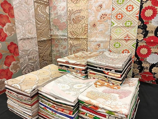 平和屋着物■袋帯 西陣 まとめて100点 向かい鶴 孔雀 向かい尾長鳥 蝶 更紗 花柄 正倉院 立波 佐賀錦 金銀糸 未使用品有 全て正絹 mmm1122