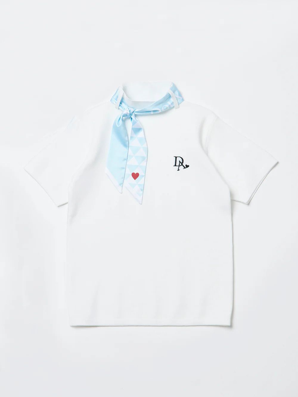 新品　Doux　Avenir　ドゥ　アヴニール　オリジナルスカーフ付 モックネックシャツ　ホワイト　Sサイズ