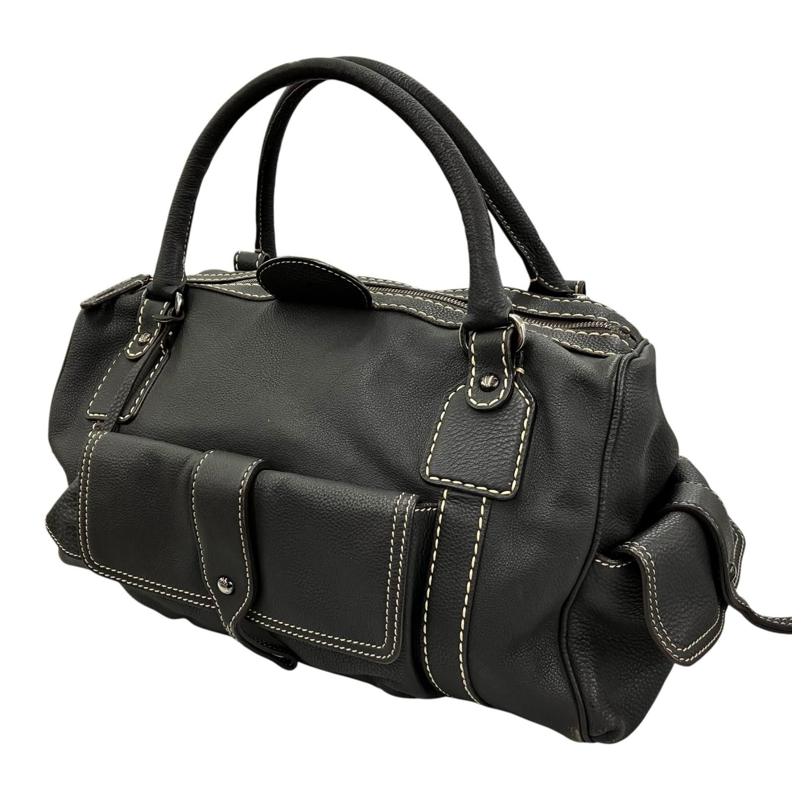 186005 現状品 TOD’S トッズ ミニボストンバッグ ハンドバッグ レザー ブラック