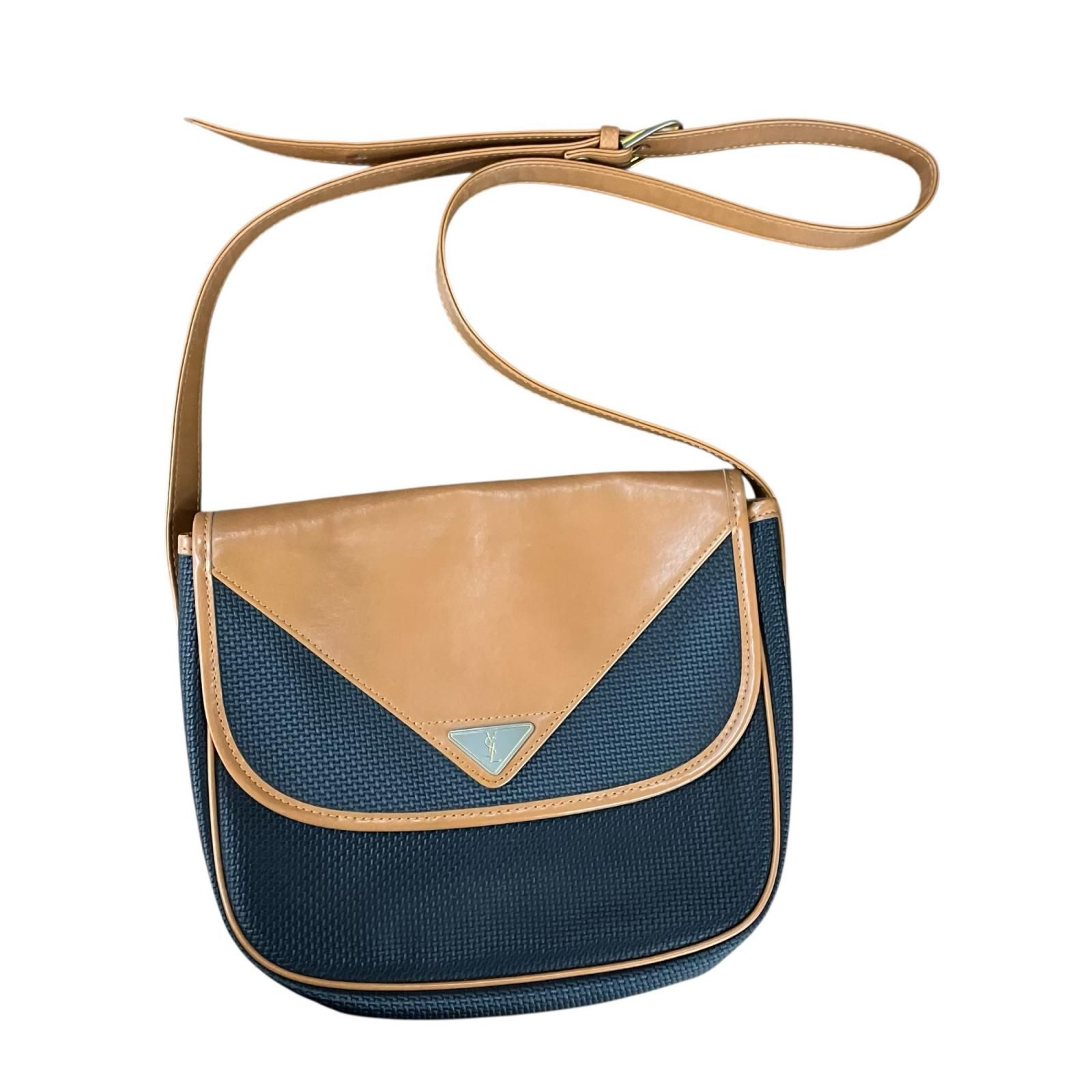 180053 現状品 YVES SAINT LAURENT イヴ・サンローラン ヴィンテージ　PVCショルダーバッグ ブラウン、ブラック ユニセックス
