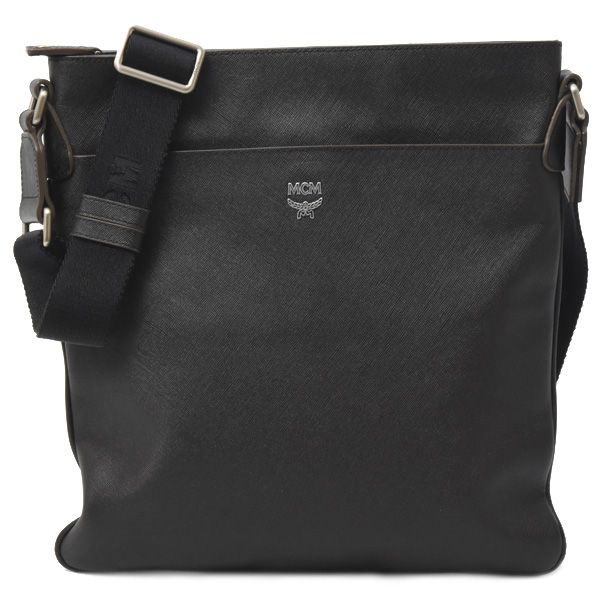 エムシーエム バッグ メンズ ロゴ ショルダーバッグ カーフ ブラック MCM 中古