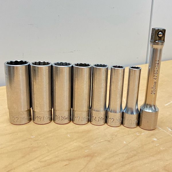 【中古】Ko-ken/コーケン 1/2sq ロングソケット 7個セット 10-22mm 12角 エクステンションバー付 4760-125 ●133399