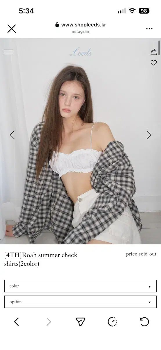 リズ LIZ ロア CHECK シャツ ネイビー
