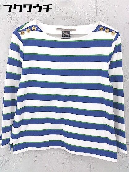 ◇ DOUBLE STANDARD CLOTHING ボーダー 長袖 カットソー サイズF ホワイト ブルー レディース 【中古】 【1104020006871】