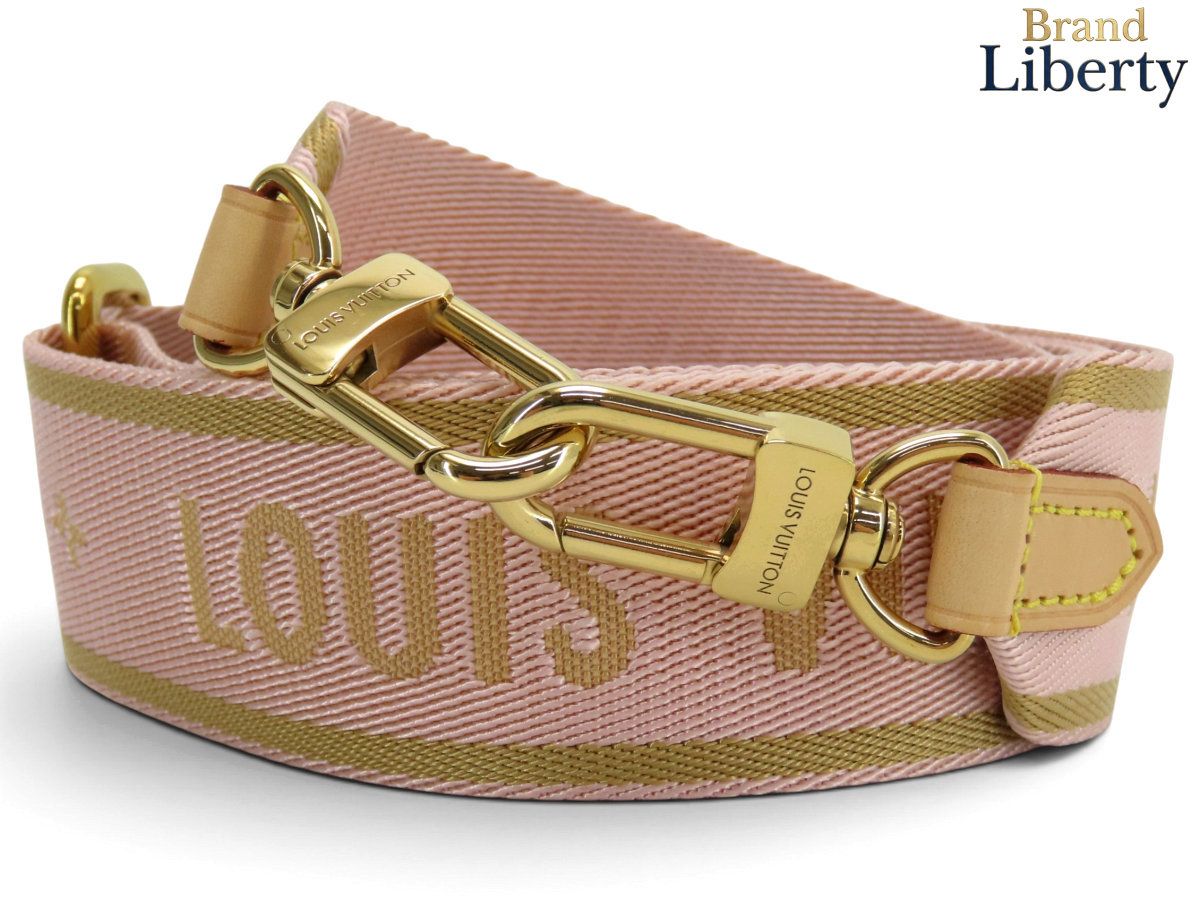 【ほぼ新品】ルイヴィトン LOUIS VUITTON ショルダーストラップ 調整可能 ミュルティポシェットアクセソワール用 ローズ クレール キャンバス レザー