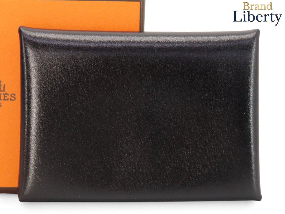 【未使用】エルメス HERMES カルヴィ デュオ カードケース パスケース 名刺入れ コインケース 小銭入れ コンパクト財布 ブラック ボックスカーフ H084388CK W刻