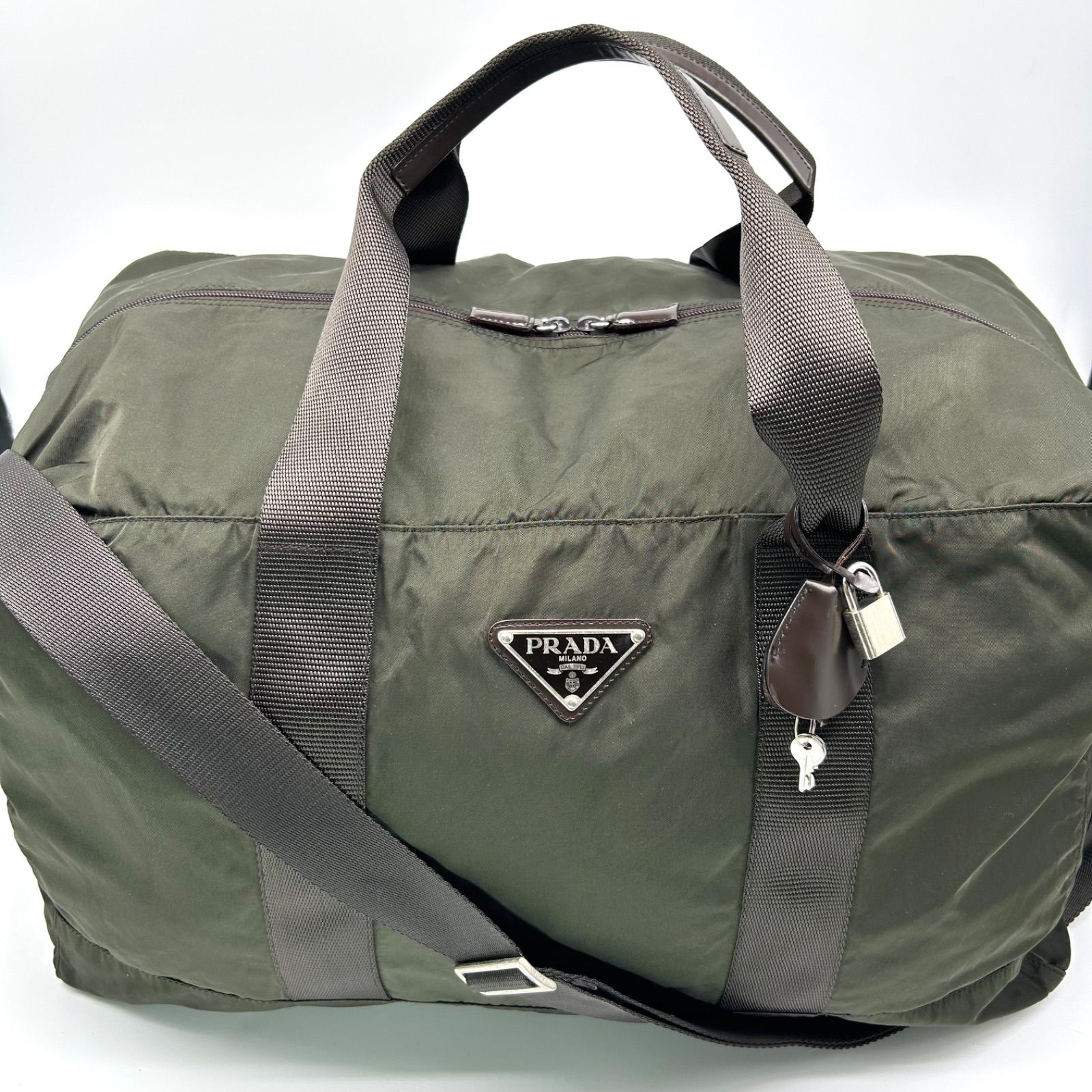 PRADA プラダ ボストンバッグ 2way 三角ロゴプレート ナイロン 大容量