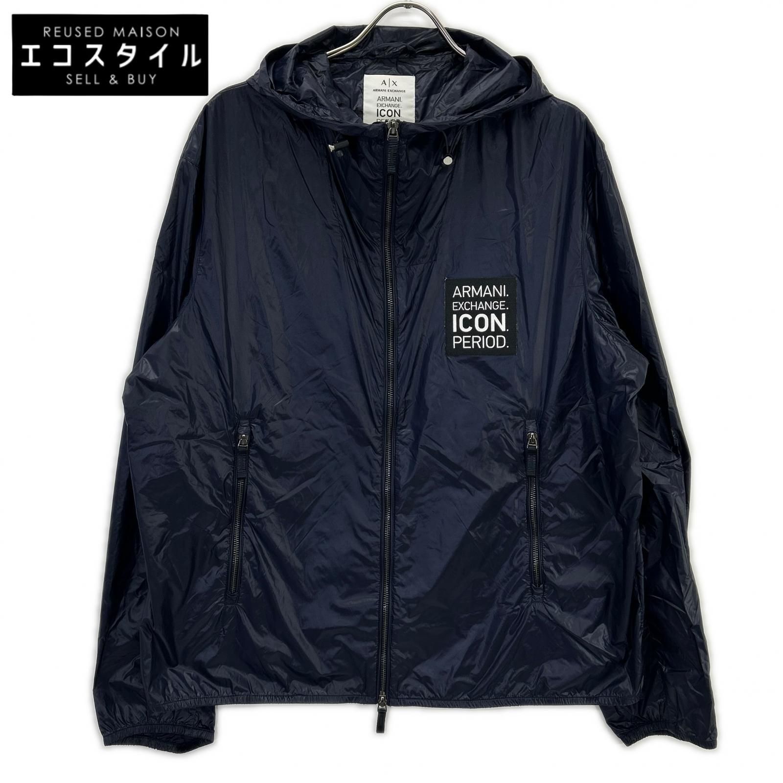 ARMANI EXCHANGE　アルマーニエクスチェンジ　【ICON PERIOD】8NZBP3 ZNYZA ネイビー ナイロン ジップアップパーカー　XL