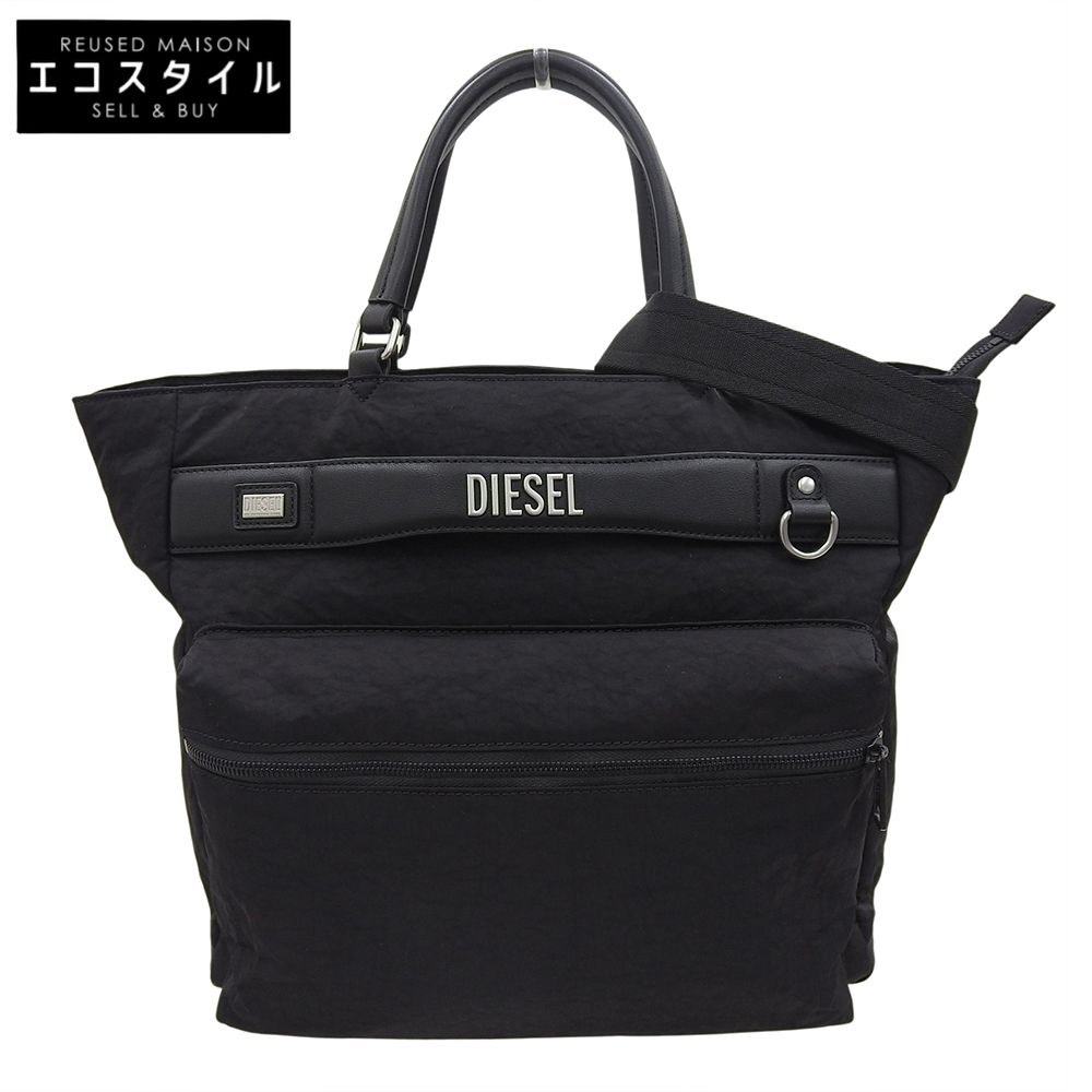 DIESEL ディーゼル 新品同様 ロゴ レタリング 2way ブリーフケース ショルダーバッグ ビジネスバッグ メンズ ブラック X10065