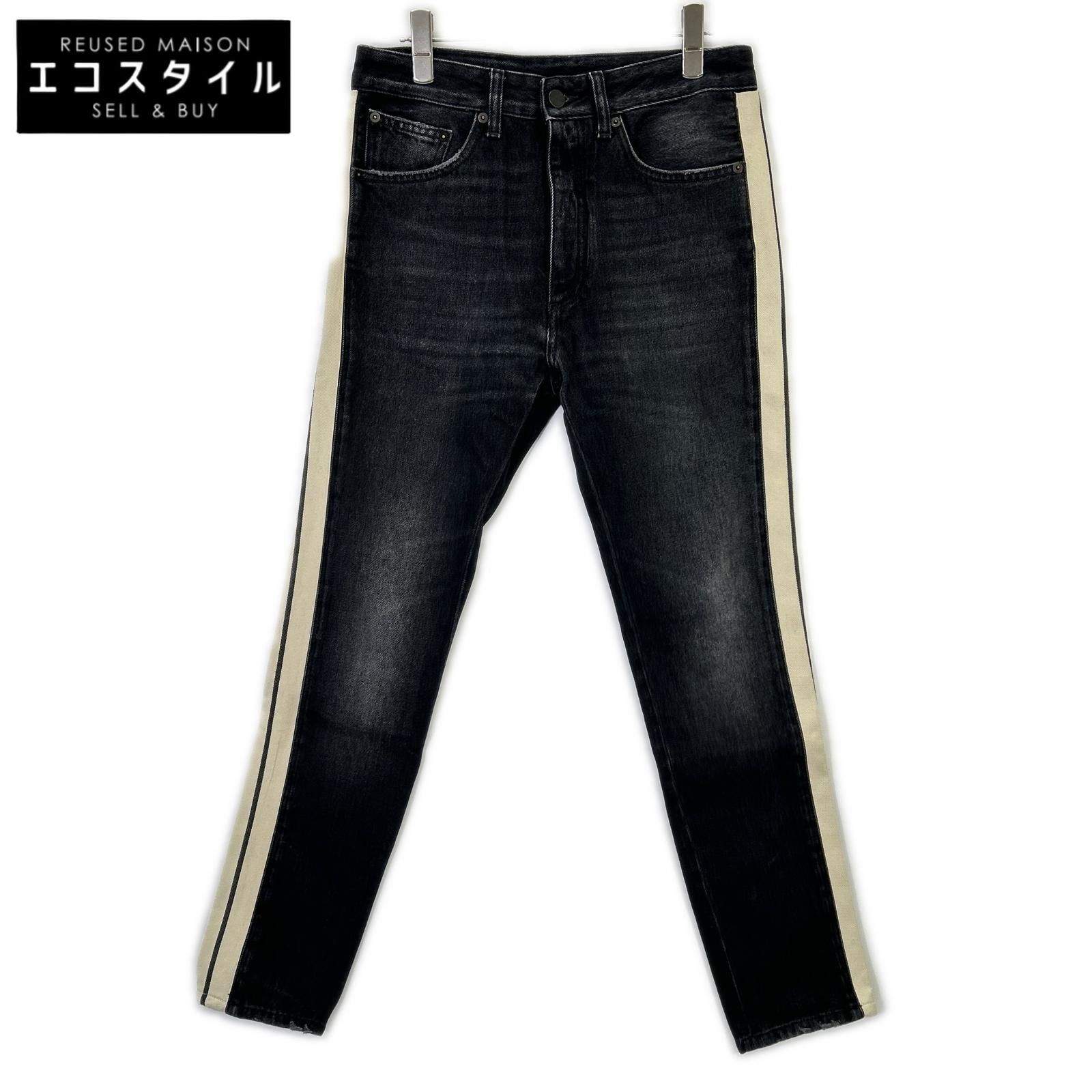 Palm Angels　パームエンジェルス　PMYA28C99DEN002 ブラック サイドライン デニムパンツ　28
