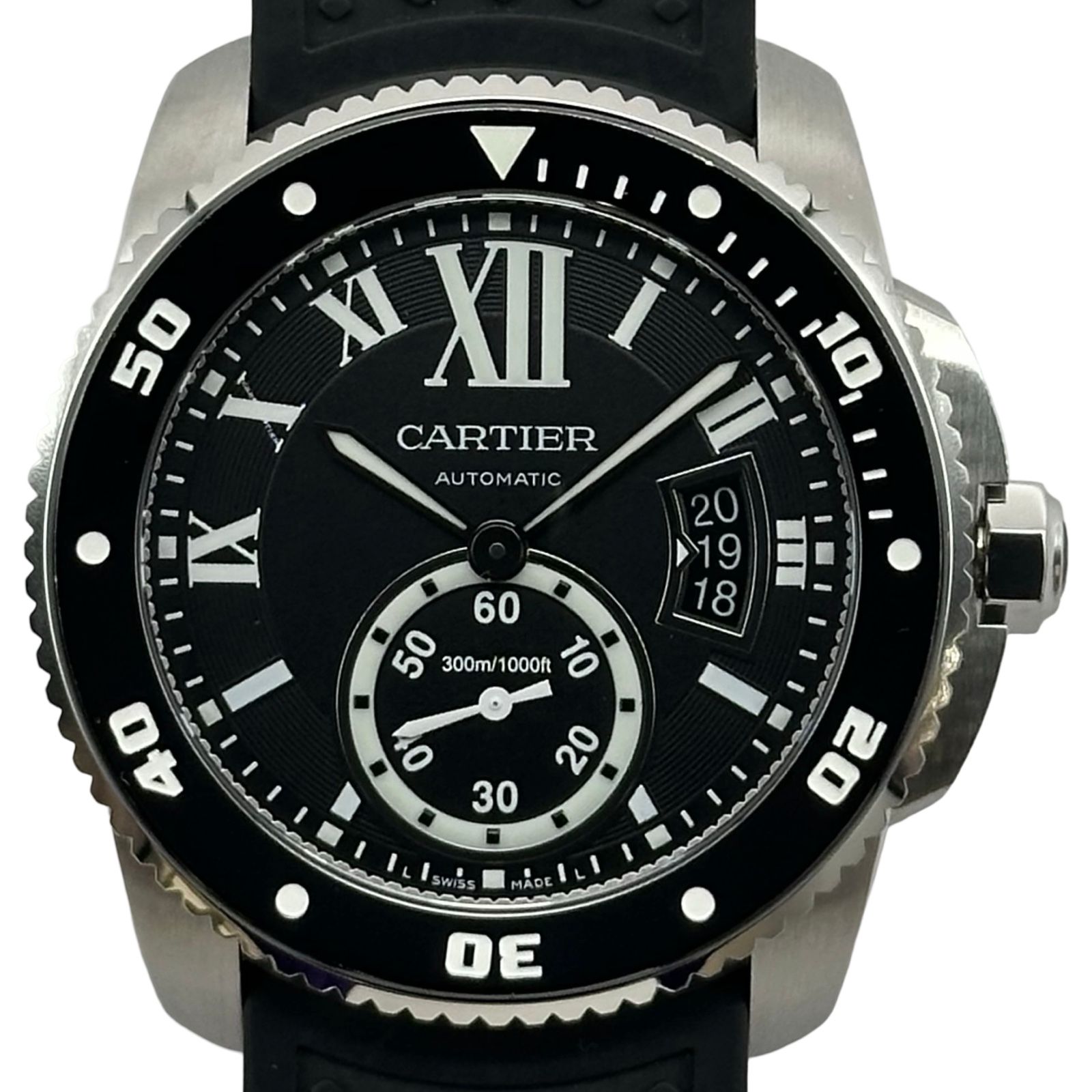 カルティエ Cartier カリブル ドゥ カルティエ ダイバー W7100056 ブラック ステンレススチール 自動巻き メンズ 腕時計