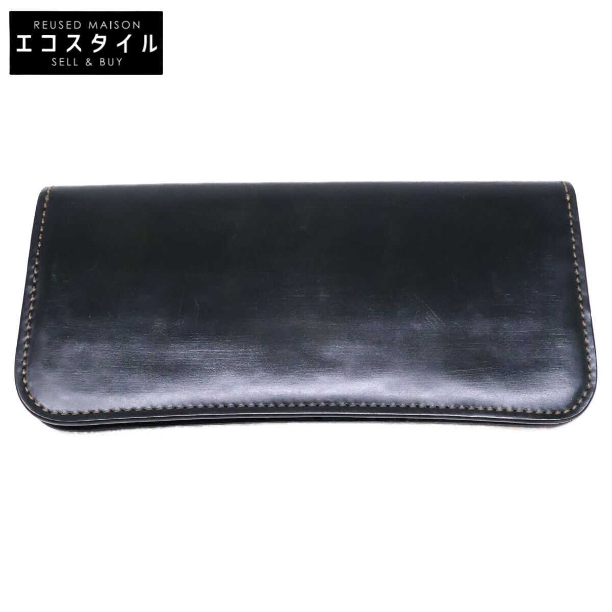 WILDSWANS　ワイルドスワンズ　別注 SURFS NAVYxGRN サーフス サドルプルアップ 二つ折り長財布