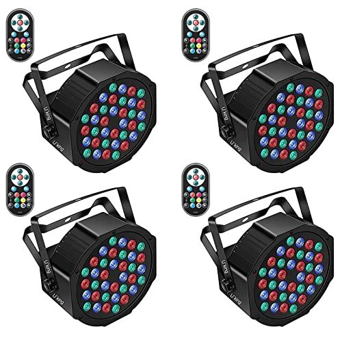 U`King ステージライト 36個LED 舞台照明 リモコン付き ディスコライト DMX512 高輝度 音声起動 多色変更 アップライト ステージ照明 屋内カラオケ/結婚式/ディスコ/演出/舞台/パーティー/クラブ/バー イルミネーション fb542fd5