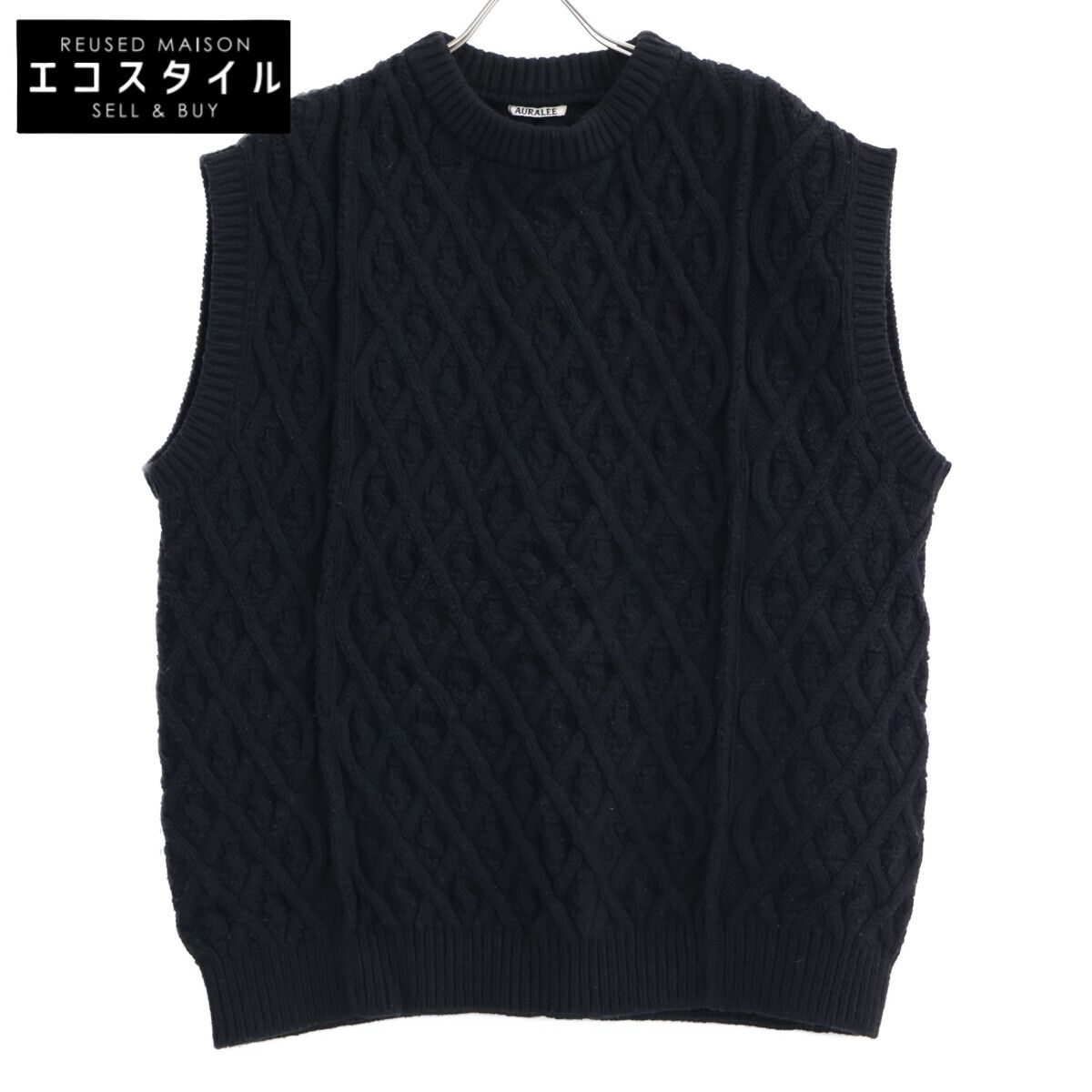 AURALEE　オーラリー　19AW A9AV04FM HARD TWIST MERINO ARAN KNIT VEST ニットベスト　1