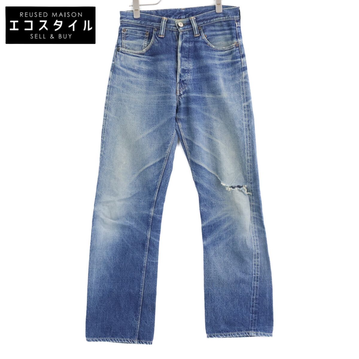 WAREHOUSE　ウエアハウス　1001XX 水牛パッチ ダメージ加工 ボタンフライ デニムパンツ　W29
