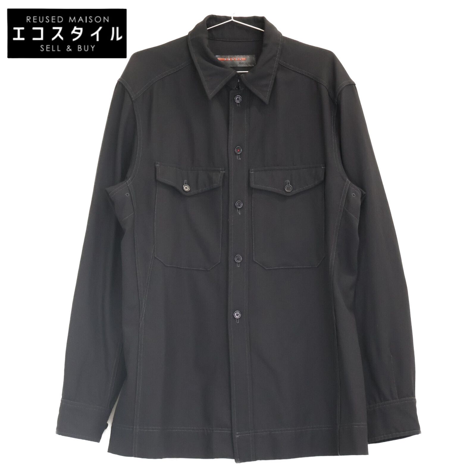 PRADA SPORT プラダスポーツ 国内正規 ブラック ヴァージンウール100 ワークシャツジャケット L