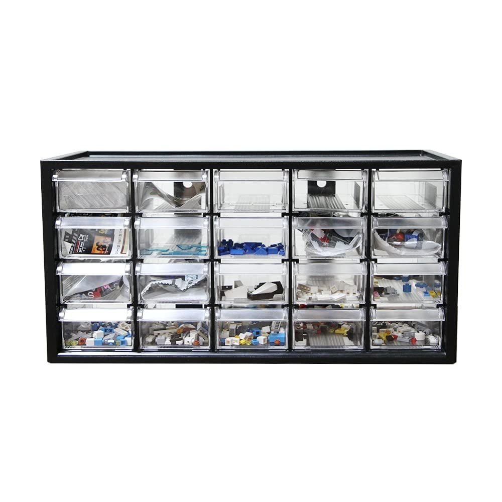 livinbox 20 引き出し パーツキャビネット 小物入れ 収納ケース 収納ボックス 薬収納 積み重ね可能 パーツボックス 電子部品 工具箱 部品ケース 模型工具収納 プラモデル ブラック A9-520-BK★ 1b6e3664