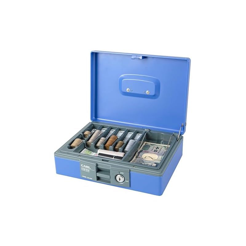 カール事務器 手提げ金庫 キャッシュボックス A5 ブルー CB-8400-B 1