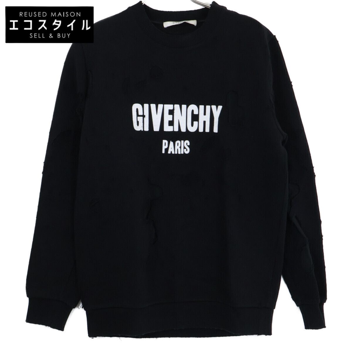 GIVENCHY　ジバンシィ　【国内正規】17AW　BM70393Y0S ロゴプリント デストロイ加工 スウェットシャツ/　XS