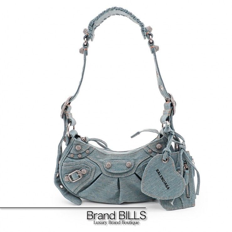 未使用品 ※訳アリ BALENCIAGA バレンシアガ Le Cagole ショルダーバッグ XS 671309 コットン デニム ブルー レディース