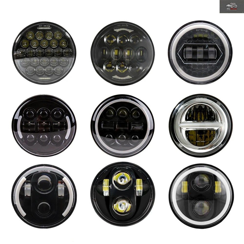 5 3/4インチLEDヘッドランプ 5.75インチ オートバイ用LEDヘッドライト FARO MOTOライト ハロ ホワイト DRL エンジェルアイ ダイナ スポーツ