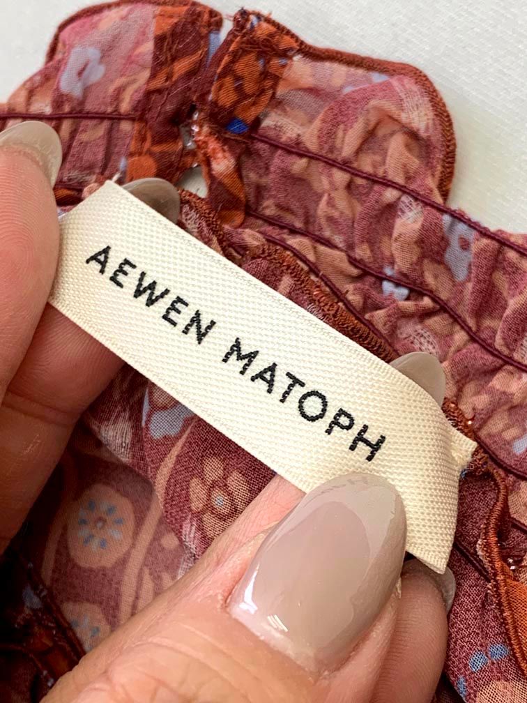 美品 AEWEN MATOPH イウエンマトフ レトロ フラワープリント マキシ ワンピース size36/赤 ■■◎レディース